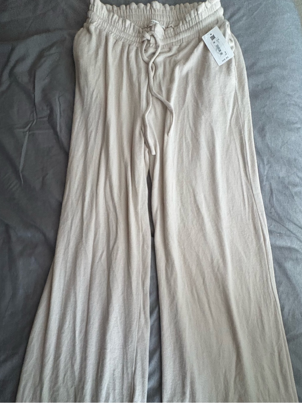 Altar'd State Cream Wide-Leg Drawstring Pants